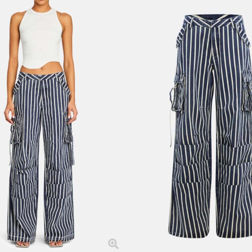 SER.O.YA Jane Cargo Pant - Navy Stripe - 26